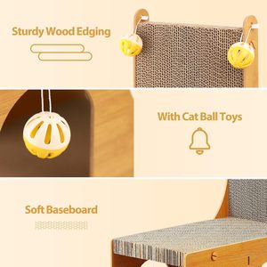 Cat <span class=keywords><strong>Scratch</strong></span> Board Karton L-förmiger vertikaler Katzen kratzer mit <span class=keywords><strong>4</strong></span> Kugeln ist ein Spielzeug, das für Innen katzen geeignet ist - Product Image 4