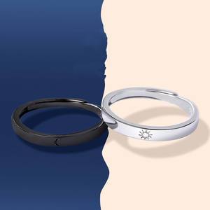 BASQUESUN Ajustável Sol Lua Anéis Conjunto Ajustável Sun Moon <span class=keywords><strong>Promise</strong></span> Bandas De Casamento Anéis Jóias - Product Image 3