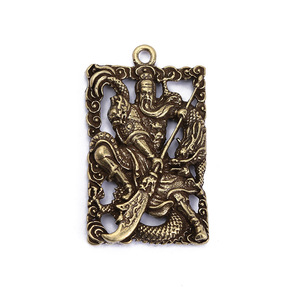 Antique Brass Guan Gong Keychain Pendant Car <b>Key</b> Accessory Fancy Style Home Decor - Product Image 5