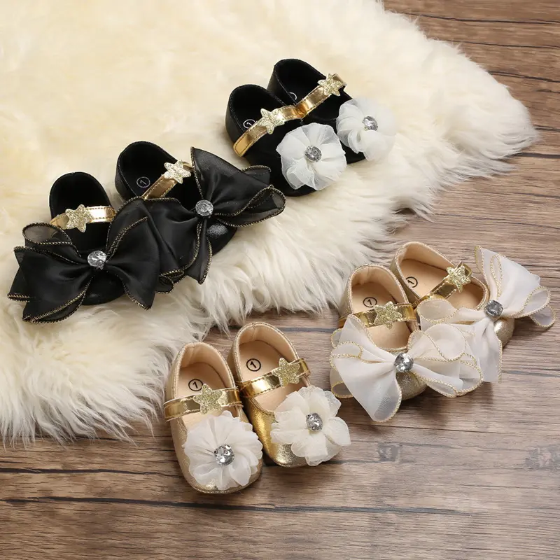 Baby shoes Princess Girl spring summer autumn new 0-1 year old star Decoration PU soft soled toddler shoes