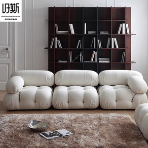 Canapé modulaire Cream <span class=keywords><strong>Mario</strong></span> Cloud en tissu bouclé doux et moelleux avec capitonnage à boutons, canapé paresseux combinable pour salons de style Instagram - Product Image 1