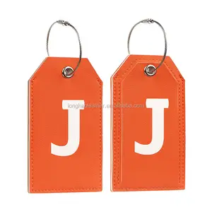 Custom Initia Letter Personalized Luggage Tags Genuine Leather Suitcase Bulk Travel Hotel Luggage Tag