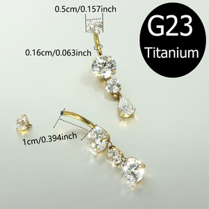 Gioielli per il Corpo in Titanio G23 per Matrimoni e Fidanzamenti, <span class=keywords><strong>Piercing</strong></span> all'<span class=keywords><strong>Ombelico</strong></span> con Zirconi Incastonati e Placcatura in <span class=keywords><strong>Oro</strong></span>, Regalo per le Vacanze - Product Image 3