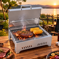 Table de camping pliable en acier inoxydable pour pique-nique, barbecue, cuisinière extérieure avec sac de transport