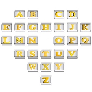 Wholesale Italian Charm Bracelets Cute Golden <b>Letters</b> Fashion 9mm Stainless Steel Platinum Plated Christian Trendy DIY Men Women - Product Image 1