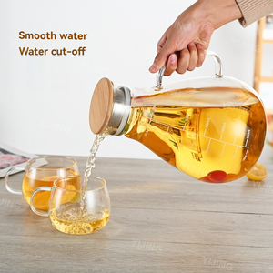 <span class=keywords><strong>Carafe</strong></span> en verre transparent durable et résistante à la chaleur avec poignée, écologique, pour servir de l'eau froide, du jus et des boissons à la maison ou au restaurant - Product Image 2