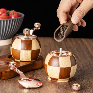 FLYWOD Macina Spezie da Cucina in Legno di Acacia, Macina Sale e Pepe a Scacchiera in Legno di Acacia - Product Image 4