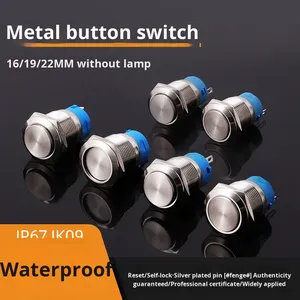 Nút kim loại chuyển đổi 16mm 19mm 22mm không có ánh sáng, tự khóa nút khởi động không thấm nước, thép không gỉ - Product Image 5