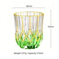 Carafe et verres à eau en cristal de luxe à bord doré, style bohème, 1,8 L, sans BPA, avec base colorée, pour hôtel