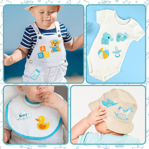 À la mode petit patch de broderie fer sur bébé vêtements mignon bleu body salive sac petit patch brodé pour chapeau enfants - Product Image 2