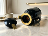 Thermos à eau chaude de 2 litres, noir et or, finition luxueuse avec doublure en verre rose