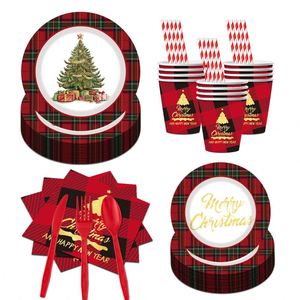 Wholesale Christmas Disposable <b>Paper</b> Plates Set Christmas Elk Theme Tableware <b>Paper</b> Plate <b>Tablecloth</b> Napkin Xmas Supplies - Product Image 5