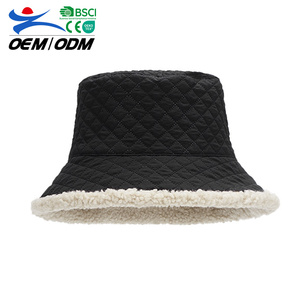 <b>Large</b> Thickened Warm Lambswool Bucket Hat Double Sides Customized Fisherman Hat for Autumn Winter - Product Image 1