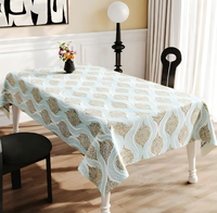Nappe de luxe en PU, base blanche, motif vintage doré, personnalisable, écologique, toutes tailles et designs, imperméable et anti-taches, Moyen-Orient