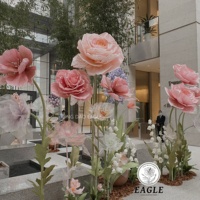 K-1 Fleurs artificielles géantes de haute qualité pour mariage, mélange de pavots et de roses, pour la construction de magasins