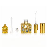 Flacon de parfum carré en verre de 10 ml avec applicateur à bille doré, rechargeable, pour huiles essentielles, échantillon de voyage, cadeau