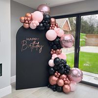 Ensemble de décorations personnalisées de 12 pouces en or rose et ballons noirs pour la fête de mariage, les fiançailles, les anniversaires