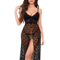 Tks Slit Sexy Nightwear Sexy See-Through Sexy Nighty Sexy Lace Women's Nightdress