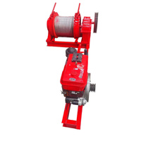 Treuil à boîte de vitesses alimenté par un moteur diesel, capacité de traction de 2 tonnes, levage vertical, 200 m, utilisation industrielle spécifique au site