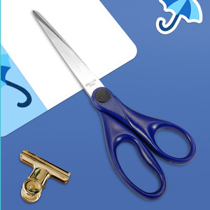 Stainless Steel Office Scissors Blue Straight Head Paper Cutting Home Craft Use - Product Image 4