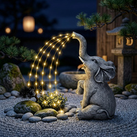 Luces Solares para Exteriores con Forma de Elefante, 50 LED, Luz de Resina con Efecto de Flujo para Jardín, Patio, Regalo y Compradores al por Mayor