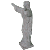 Statue traditionnelle du Sacré-Cœur de Jésus en granit rouge, statue commémorative d'extérieur, 24 pouces de haut.