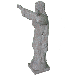 Estatua Clásica del Sagrado Corazón de Jesús, Granito Rojo de la India, 24 Pulgadas de Alto - Product Image 3