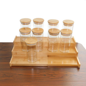 Portaspezie Espandibile a 3 Livelli in Bambù, Organizzatore Retrattile per Armadietti da Cucina - Product Image 3