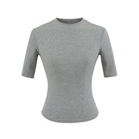 Chemise sexy à coupe régulière, légère, respirante, extensible dans quatre directions, séchage rapide, en Spandex/Coton, avec col montant et manches courtes, effet sculptant la taille