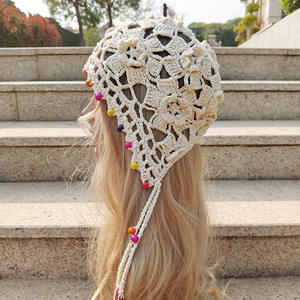 Vintage évidé gland pull chapeau tressé chapeau femmes bohême coloré perlé pendentif <span class=keywords><strong>crochet</strong></span> chapeau - Product Image 1