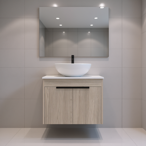 Modern Design 24 In White Oak Bathroom Vanity Wall Mounted Soft Close Door Ceramic Basin Set - Product Image 2