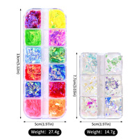 12 grilles de paillettes holographiques irisées pour nail art, sequins irréguliers effet aurore, paillettes effet glace brisée scintillantes pour la décoration de manucure 3D