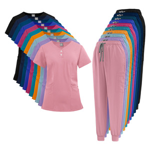 Ensemble d'uniformes médicaux personnalisés imprimés en gros, col en V, <span class=keywords><strong>pantalon</strong></span> <span class=keywords><strong>cargo</strong></span> droit, unisexe, pour chirurgiens - Product Image 1