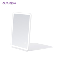 Top vente forme carrée pliant voyage maquillage miroir 180 degrés Rotation LED Table miroir avec 3 couleurs lumières