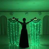 ELLE DANSES 180cm fait à la main blanc 100% véritable soie LED ventilateur de danse pour Oriental arabe égyptien danse du ventre Performance Costume porter