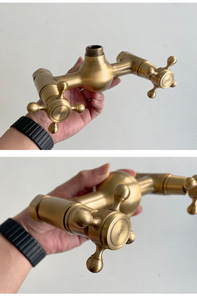 Ensemble de douche mural européen en laiton brossé à double poignée, avec jet de pluie doux, jet de massage, valve en céramique, pour cuisine, appartement, <span class=keywords><strong>WC</strong></span> - Product Image 5