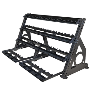 Estante de Almacenamiento Comercial <span class=keywords><strong>para</strong></span> Gimnasio, Ajustable, de 4 Niveles, <span class=keywords><strong>para</strong></span> 19 Pares de Mancuernas, con Cajón Deslizante - Product Image 1