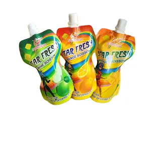 Stand Doypack Pouch Spout Top Plastic Composite Material Liquid Juice Milk Yogurt Beverage Packaging Gravure Printing Surface