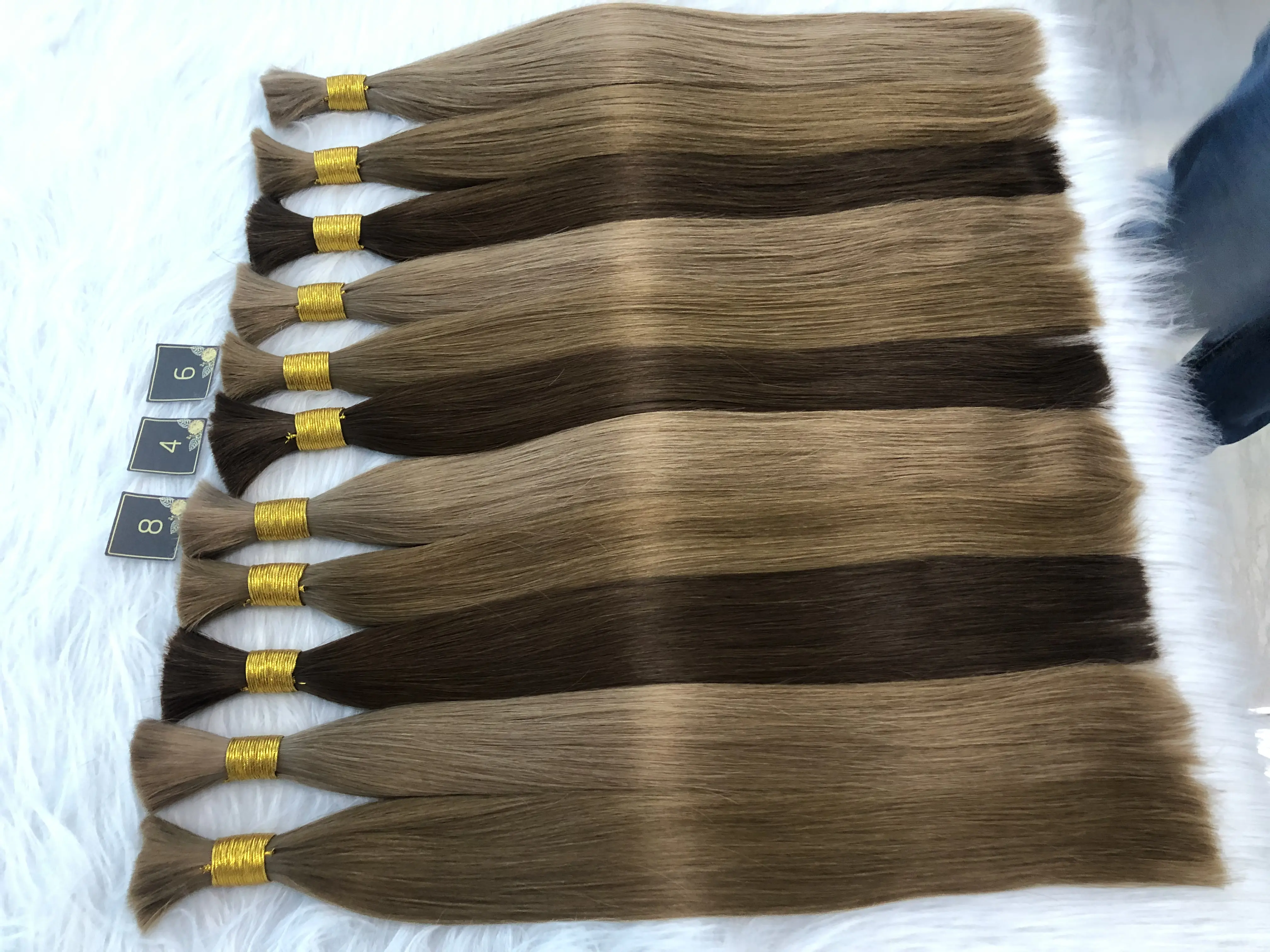 Atacado Russo Europeu Silky Straight Wave Hair Extensions Remy Cabelo Virgem sem trama Máquina Double Weft Compra a granel