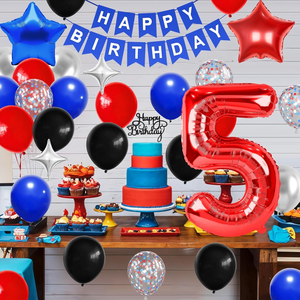Globos Personalizados Rojos, Negros, Azules y Plateados para Fiestas, Globos de Estrella Metalizados, Pancarta, Decoración para Pastel, Decoración para Fiestas de Cumpleaños Infantiles - Product Image 2