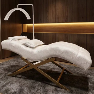 Cama de Spa Ergonómica de Lujo con Luz LED Arqueada para Tratamientos Faciales, Base Dorada para Salón de Belleza y Extensiones de Pestañas - Product Image 1