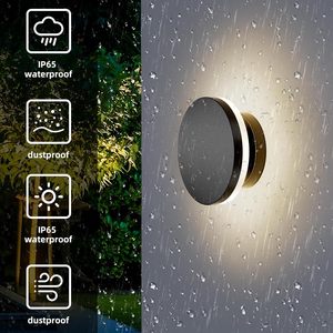 Applique murale moderne <span class=keywords><strong>d</strong></span>'extérieur, noire, ronde, étanche, à LED, lampe solaire Eclipse pour patio, véranda, <span class=keywords><strong>porte</strong></span> <span class=keywords><strong>d</strong></span>'<span class=keywords><strong>entrée</strong></span> - Product Image 4