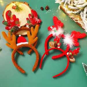 Neue Kinder schöne Weihnachten Haarband Cartoon Schneemann Santa Geweih Stirnband Party dekorative Haar bänder