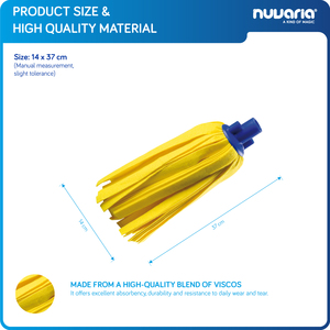 Mop sintetico giallo. Mop per tutti i tipi di pavimenti. Per la pulizia di pavimenti domestici, industriali e commerciali. - Product Image 3