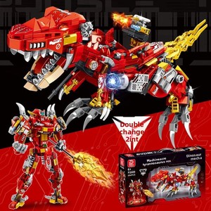 Blocs de construction en plastique transformables <span class=keywords><strong>Dino</strong></span> Mecha, modèle de dinosaure robot, figurine d'action, <span class=keywords><strong>jouet</strong></span> DIY - Product Image 2