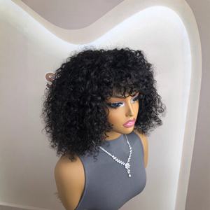 Perruque complète en cheveux humains vierges blond platine HD 12A, <span class=keywords><strong>courte</strong></span>, <span class=keywords><strong>avec</strong></span> <span class=keywords><strong>frange</strong></span>, dentelle transparente, grande densité, bonnet large - Product Image 5