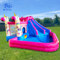 Château gonflable commercial pour enfants, combinaison toboggan aquatique et trampoline en PVC écologique, certifié CE, avec souffleur, capacité 100-500 kg