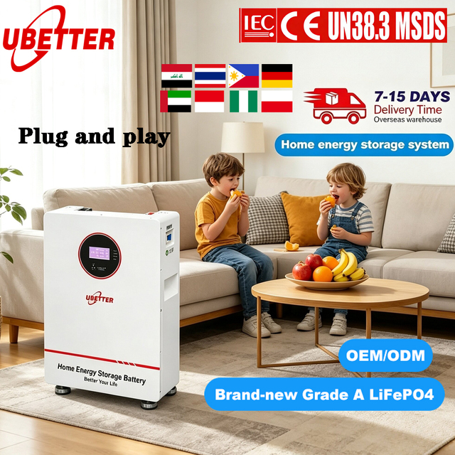 EU Stocks 24V 25.6v Lithium Battery 100AH 200AH 5kw 10KW Solar Battery With Off-grid Inverter Solar Power System for Residential