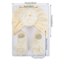 Vente en gros Nouveau-né Luxe Rosettes Turban Ensemble de Chaussettes Haute Stretch Super Doux Coton Filles Bébé Bonnet Chapeau Floral Chaussettes Tricotées