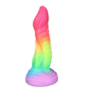 New Colorful Art Butt Plug Fetish Exotic Sexual Liquid Silicone Fantasy Dildo Curve Penis Alien Anal Sex Toys for Men Women